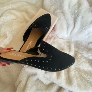Black studded flats